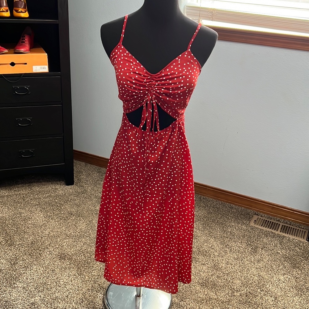 Shein red and white polka dot dress size small